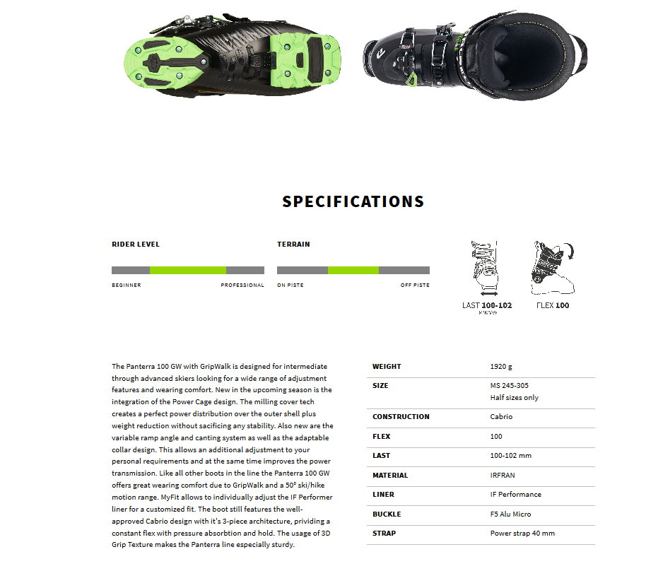 Ski Boots | Dalbello Panterra 100 GW | Ski equipment